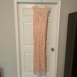 Brand new blush lace floor length dress